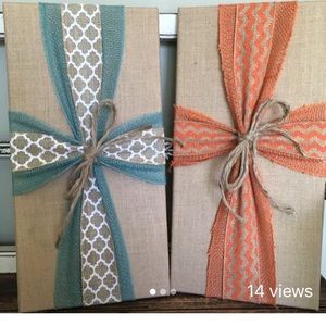 Burlap cross Christian art ribbon art